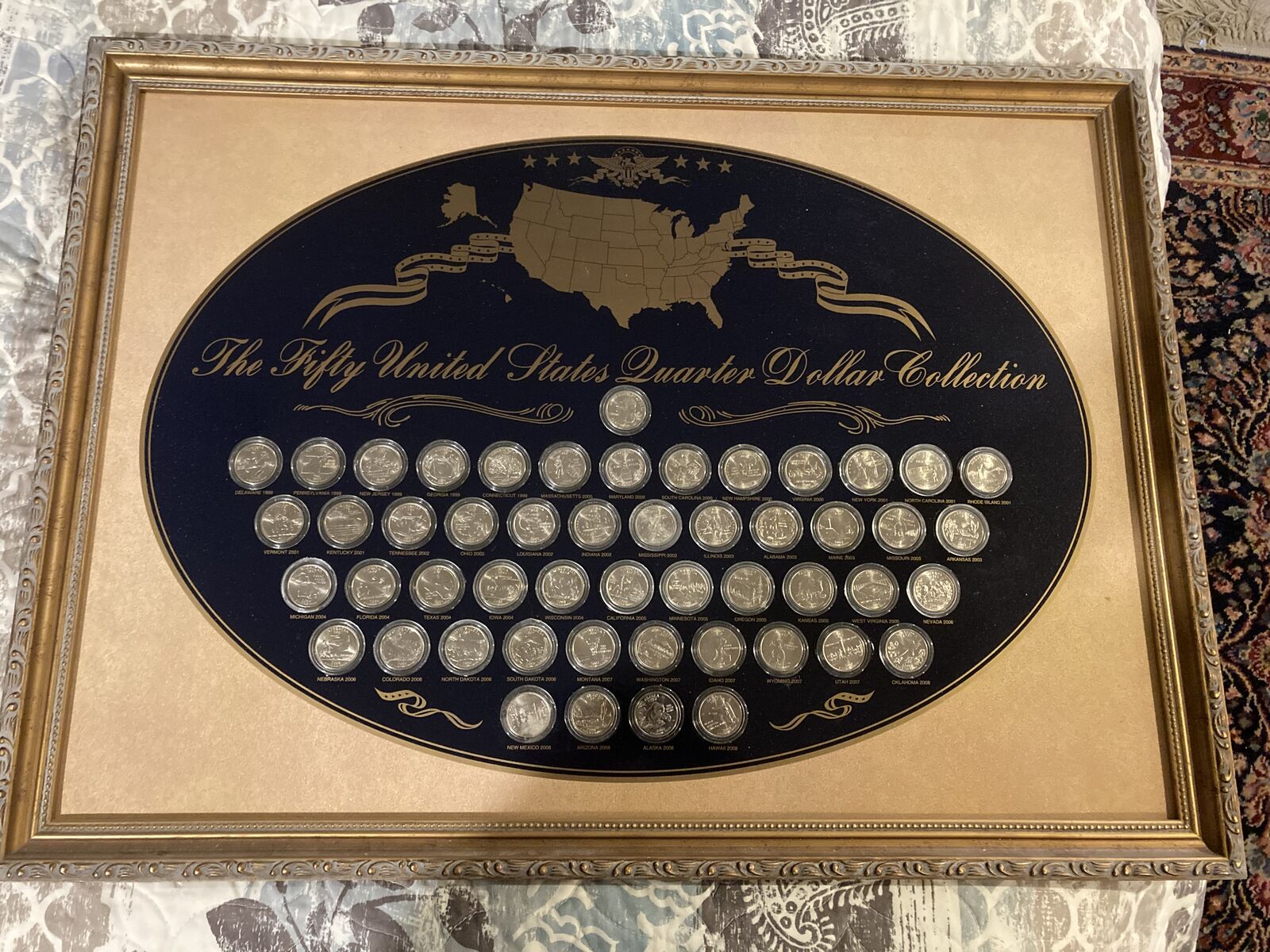 US Commemorative Gallery United States Quarter Dollar Collection - In 26x19" Frame