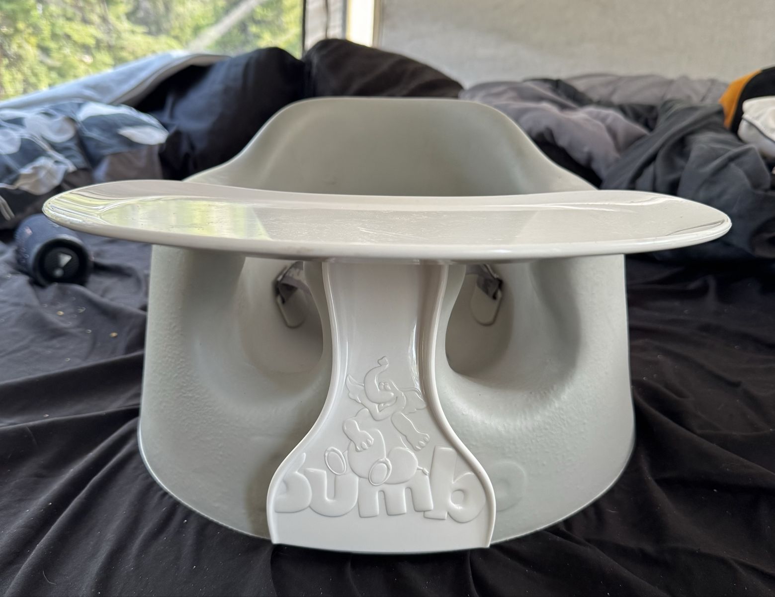 Bumbo Floor Seat with Tray - Gray/White Baby Support Seat