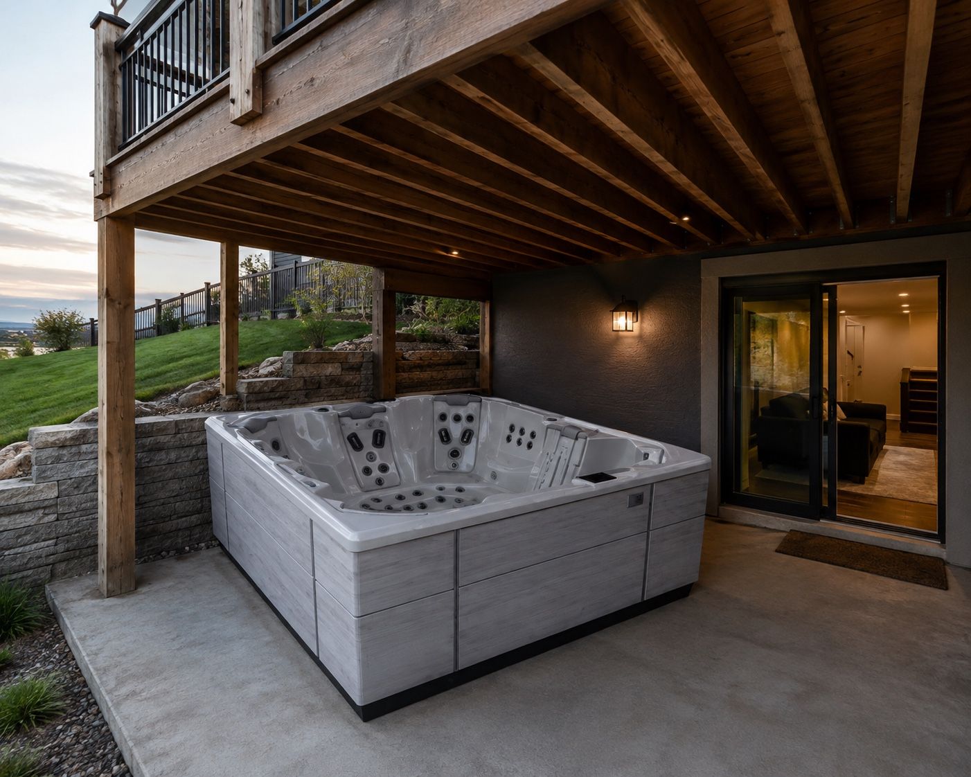 Bullfrog Hot Tub Spa M9 - Premium Solitude Acrylic Shell, with Whitewash exterior. 