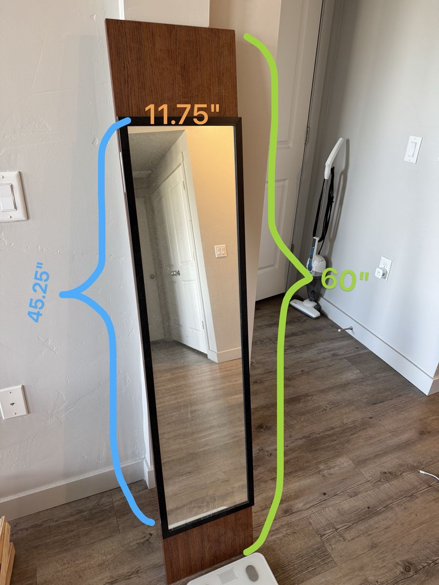 Full Length Mirror with Wood Backing / Wall Mounted