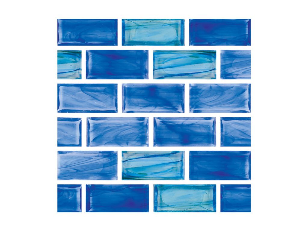11 Sheets + Extra Loose Pieces: Premium Aquabella Fjord "Peaceful" Glass Tile (1" x 2")  — Face-Mounted! 