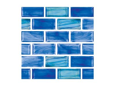 11 Sheets + Extra Loose Pieces: Premium Aquabella Fjord "Peaceful" Glass Tile (1" x 2") — Face-Mounted!