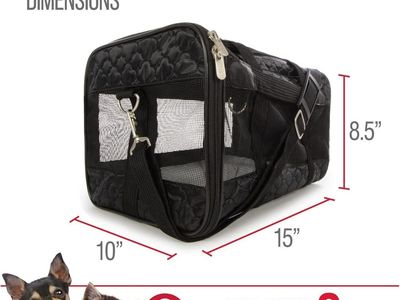 Original Deluxe Small Pet Carrier - Black Quilted, 15"x10"x8.5", for Pets Up to 8 lbs