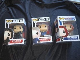 Funko Pops - Black Widow , Kylo Ren and Han Solo - $15 Each