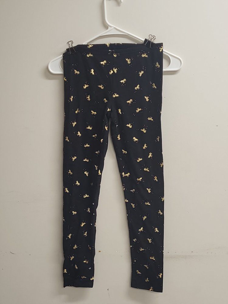 Old Navy Girls Black & Gold Unicorn Leggings Size S new with out tags