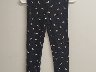 Old Navy Girls Black & Gold Unicorn Leggings Size S new with out tags
