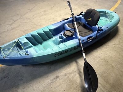 Ocean Kayak by Malibu 9.5 ft Sit-On-Top Kayak with Paddle & Seat - Blue/Teal