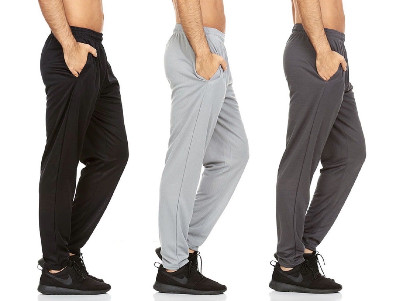 Athletic Works Men's 2XL Tech Fleece Jogger Pants 3-Pack - Black, Light Grey, Dark Grey - New with Tags