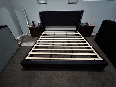 King size tufted black bed frame