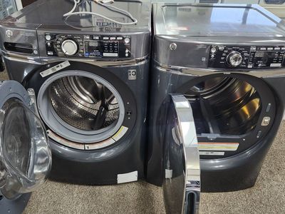 GE Front Load Washer and Dryer Set - Dark Gray/Metallic Finish