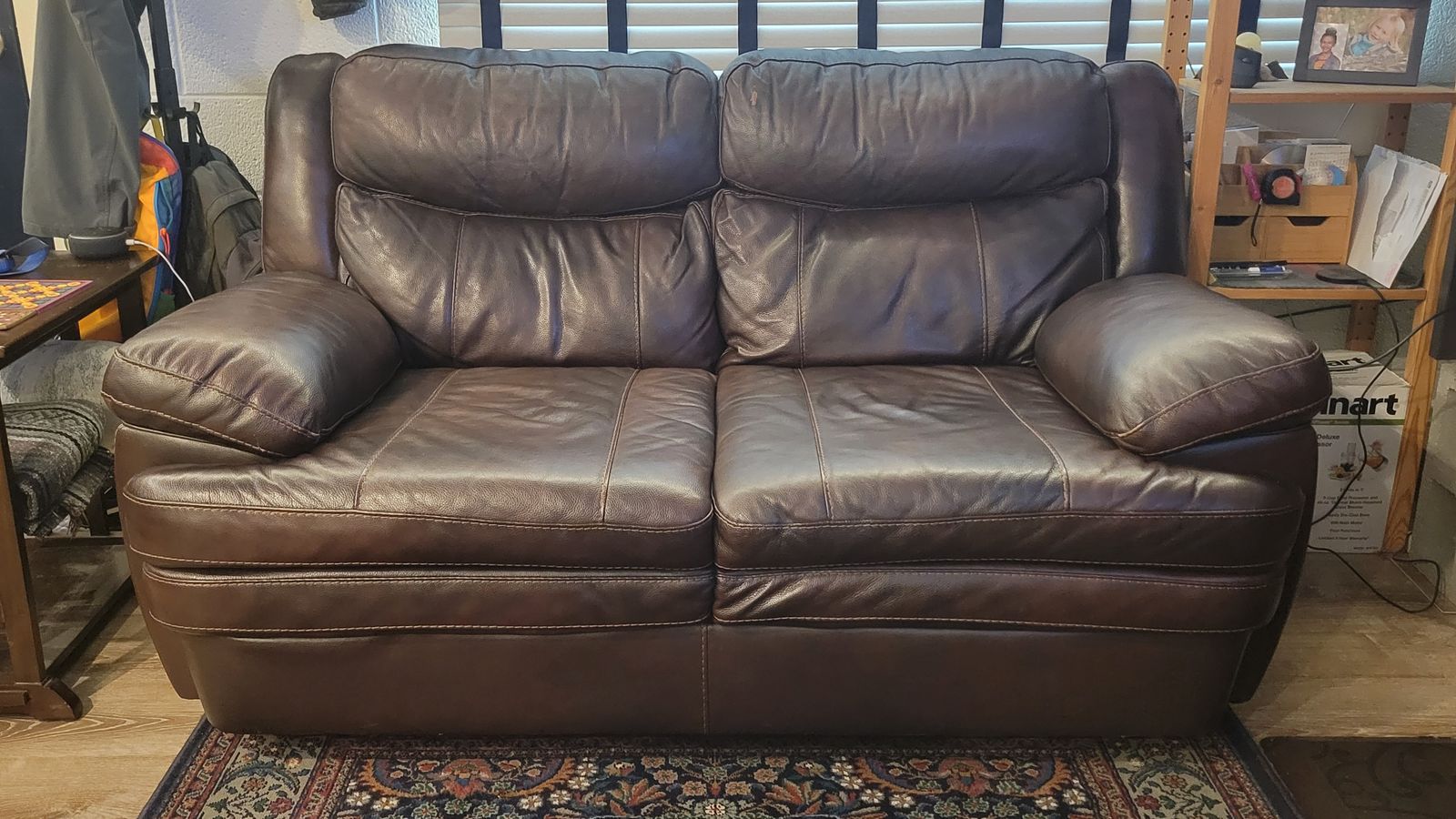 Brown Leather Loveseat