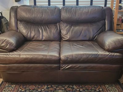Brown Leather Loveseat