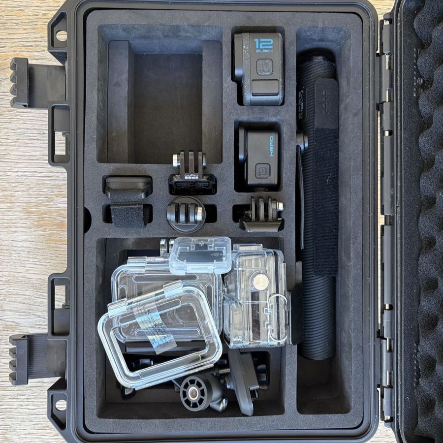 GoPro HERO12 Black & HERO Action Camera Bundle with Cases, Mounts, and Hard Case