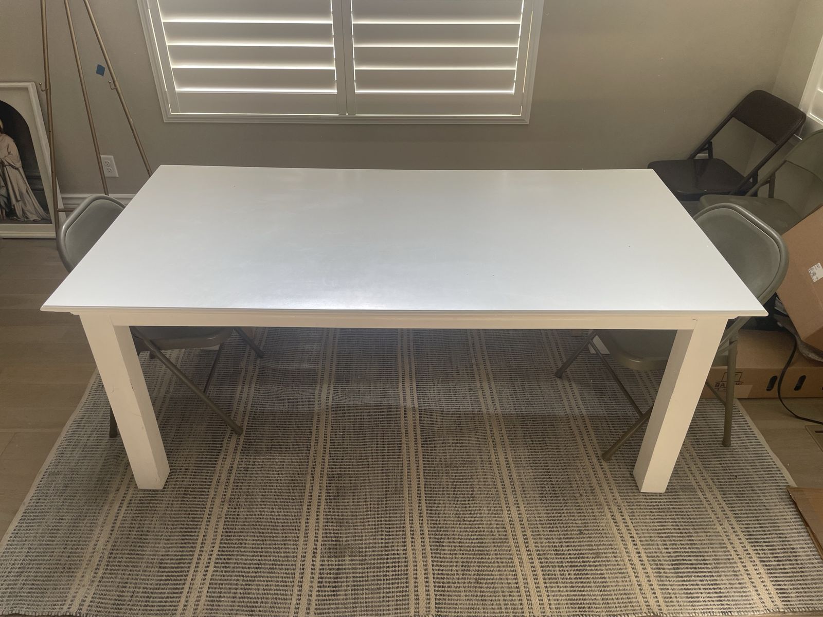 White Rectangular Dining Table - Used Good Condition