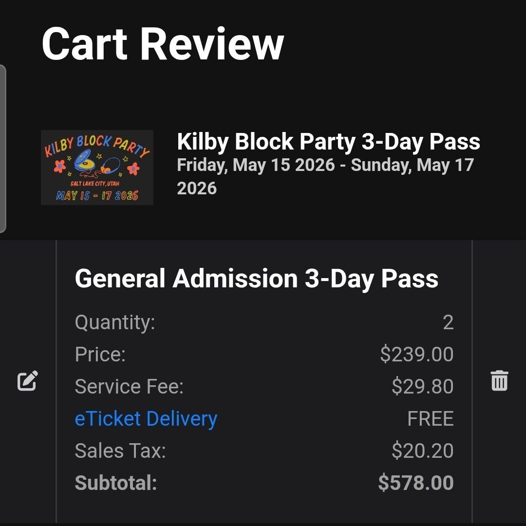 trade for guitar gear 3 day passes kilby block