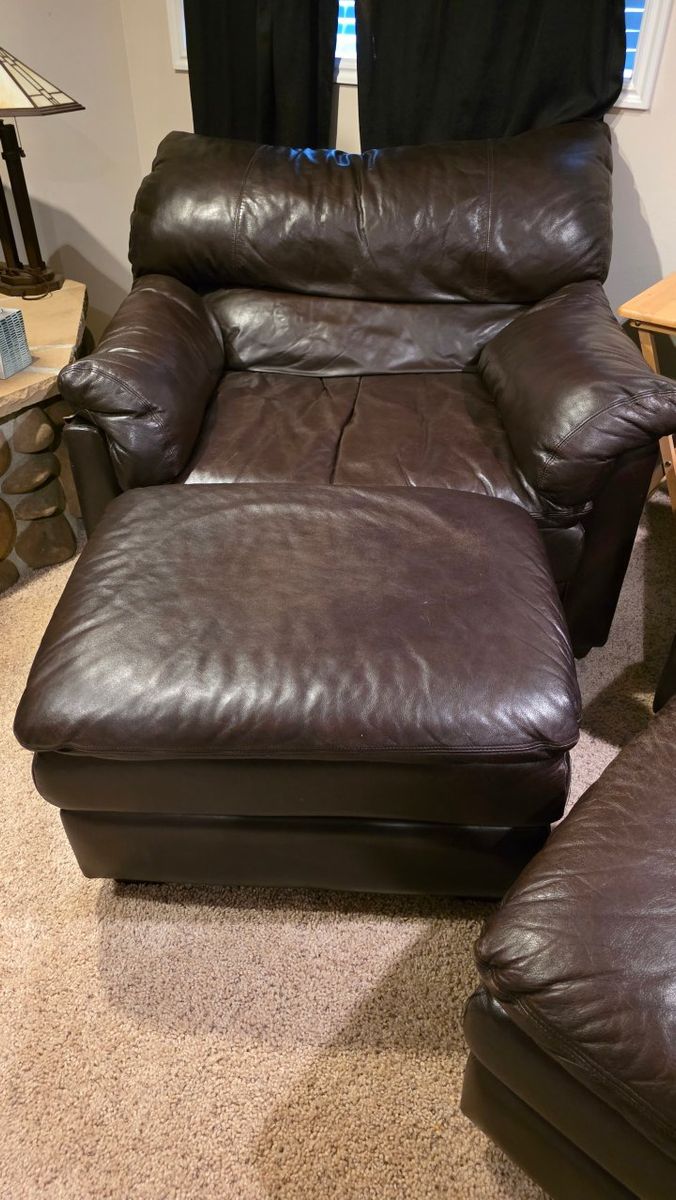 Leather Sectional/ oversized chair