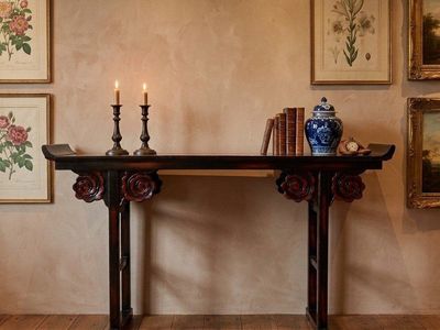 GORGEOUS Pagoda Style Carved Ornate Console Table