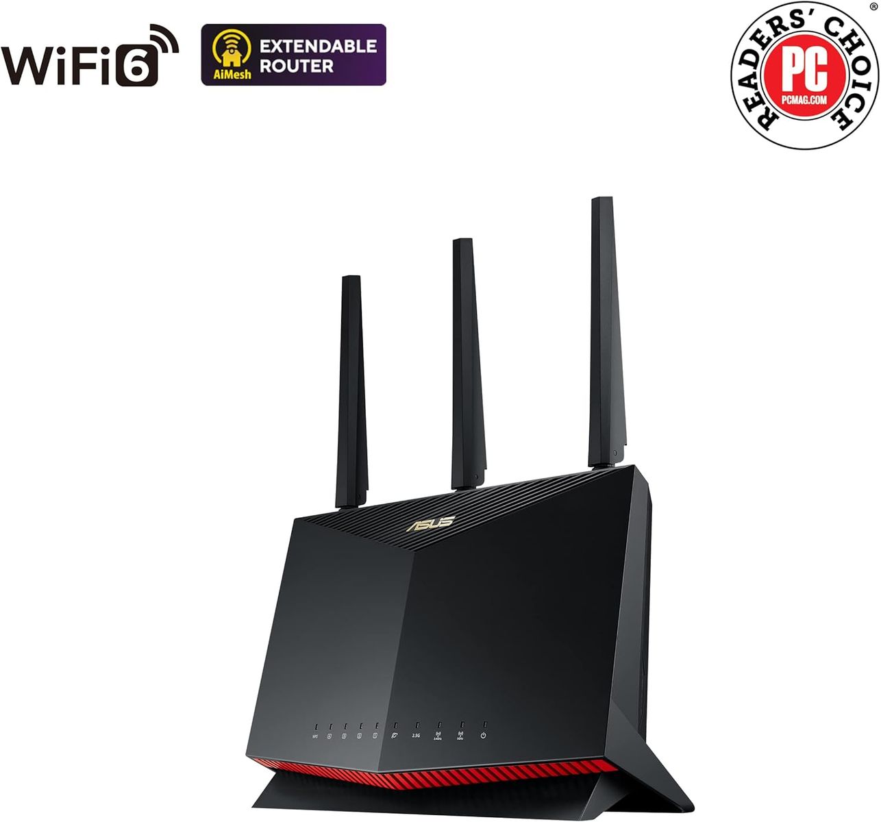 ASUS RT-AX86U Pro (AX5700) Dual Band WiFi 6 Extendable Gaming Router, 2.5G Port, Mobile Game Mode, Port Forwarding,