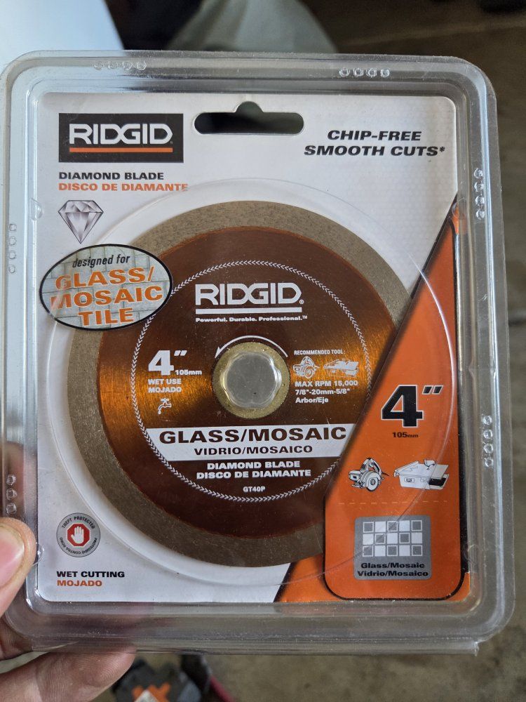 RIDGID GT40P 4" Diamond Blade for Glass/Mosaic Tile - Chip-Free Wet Cutting