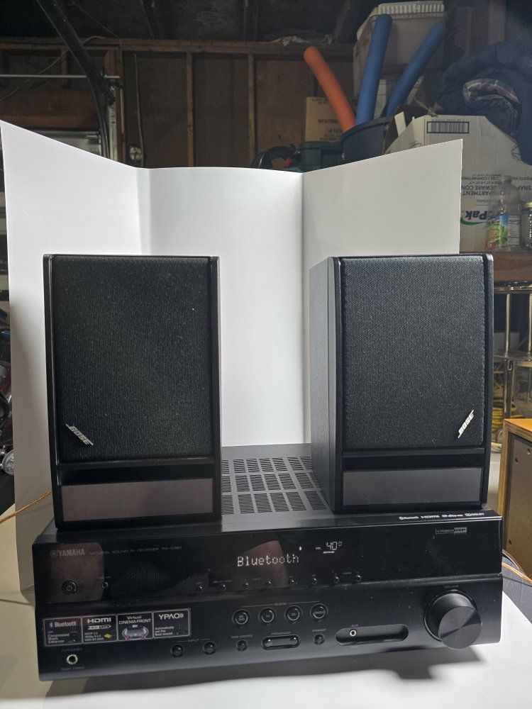 Yamaha RX-V381 4K BT  Receiver + Bose 141 Speakers COMPLETE BUNDLE W/ Remote AND HDMI