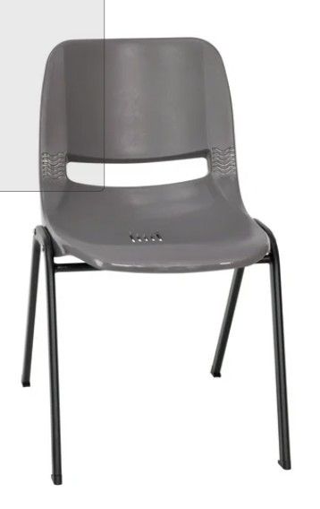 NEW Set of 4 Flash Furniture Hercules Ergonomic Stack Chairs - Grey/Black