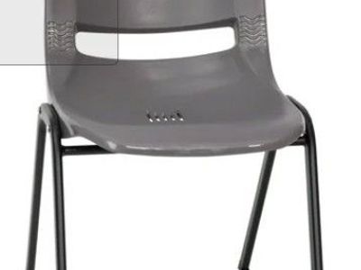 NEW Set of 4 Flash Furniture Hercules Ergonomic Stack Chairs - Grey/Black