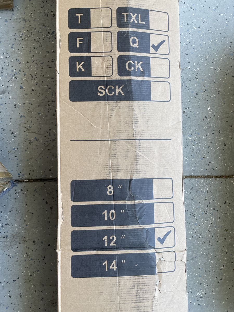 Brand new in Box 12" Queen hybrid mattress.