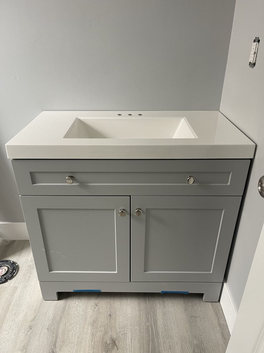 Project Source 36-in Gray Vanity with White Cultured Marble Top and Sink - NEW, Unopened
