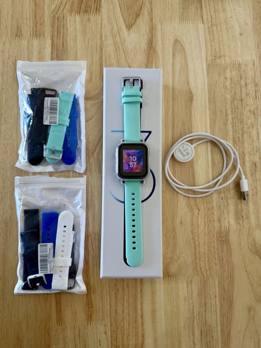 Gabb Watch 3 with box, charger, extra bands, and protective case