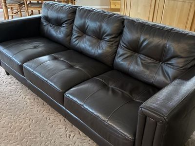 Chateau d'Ax Brown Leather 3-Cushion Sofa