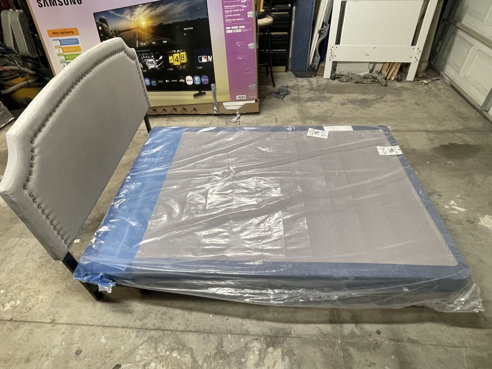 Full bed Frame with Headboard and box spring