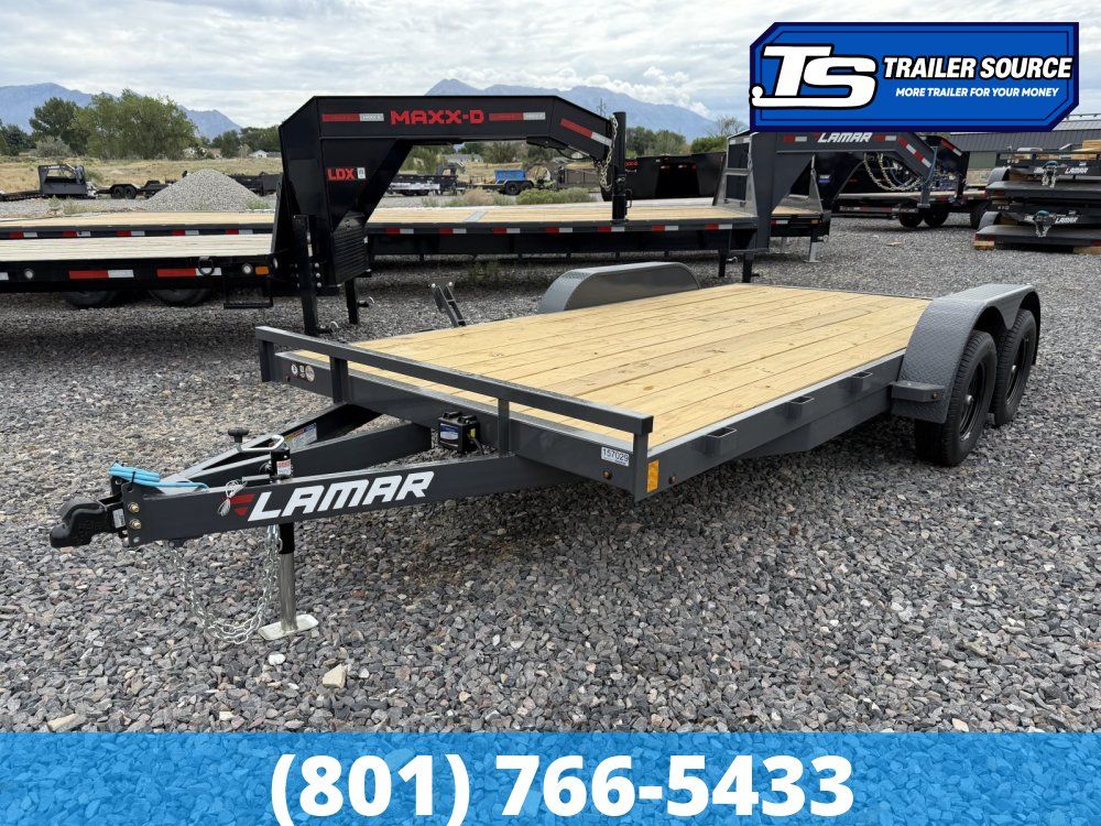7x16 Lamar CE Flatbed Car Hauler Trailer - 7K GVWR -