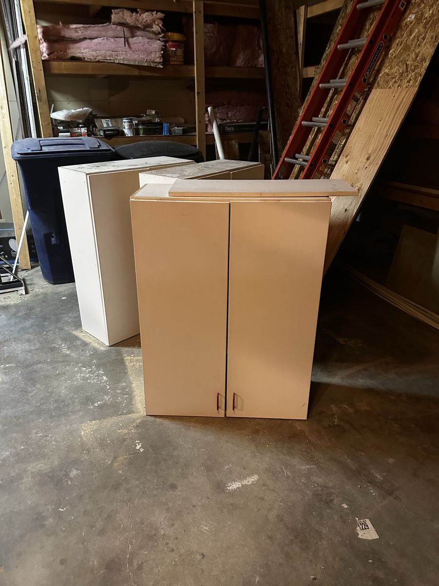 Three white White 42 x 31 Kitchen Cabinets
