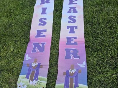 Happy Easter & He Is Risen Hanging Porch Banners Set of 2