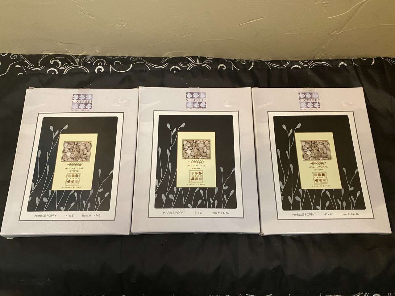 NEW! 3 Gorgeous ETCHED BLACK GRANITE 4x6 Frame - $8 ea OR 3/$20 7x9 Around - See Photos