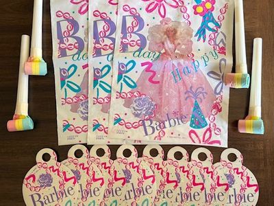 Vintage 1990 Mattel Barbie Birthday Party Supplies Decorations, NEW