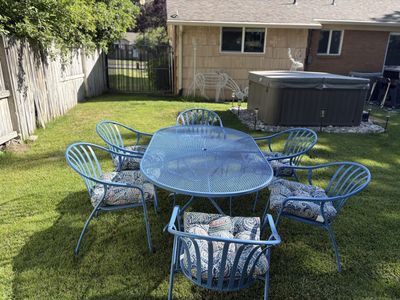 Nice beautiful patio table and chair set.