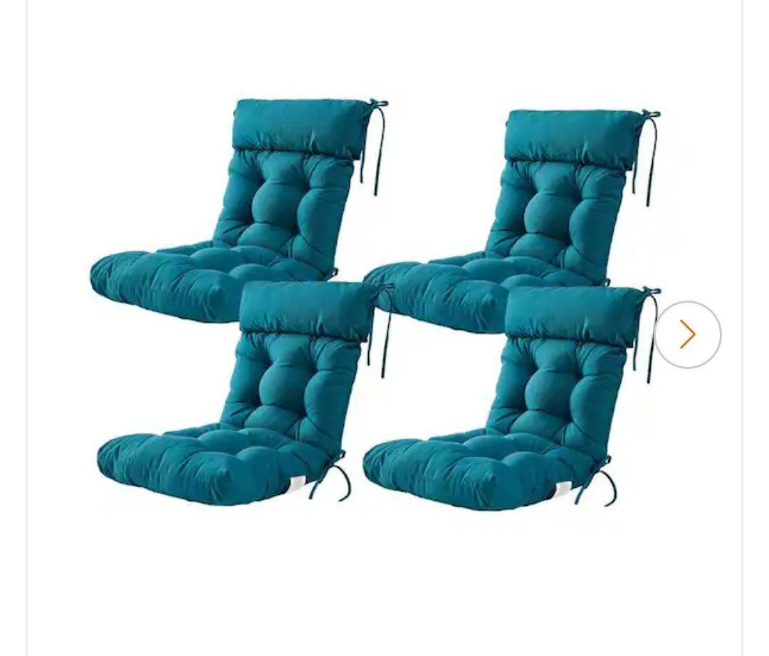 Teal Tufted Patio Chair Cushions Set of 4