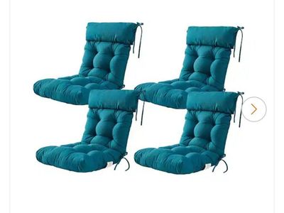 Teal Tufted Patio Chair Cushions Set of 4