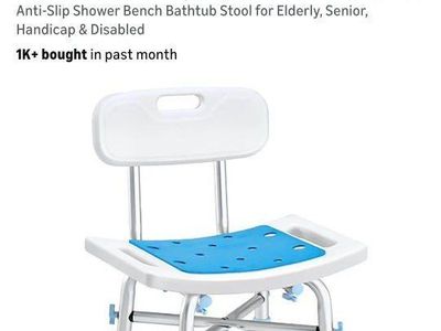 OasisSpace Heavy Duty 500lb Shower Chair with Back, EVA Padded, Height Adjustable, Anti-Slip