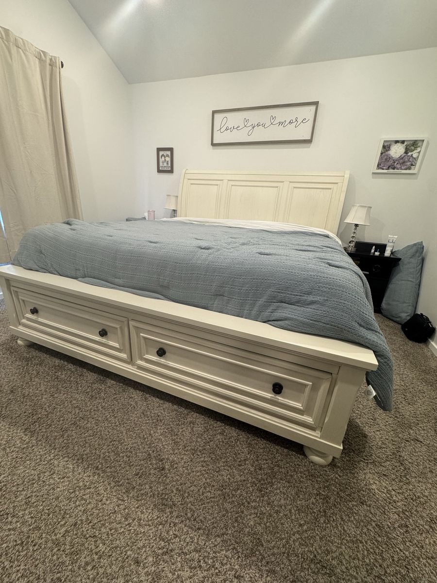 Off White King Storage Bed