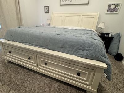 Off White King Storage Bed