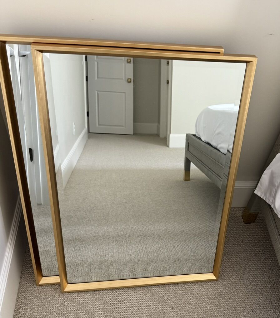 Gold Framed Beveled Mirrors, set of 2