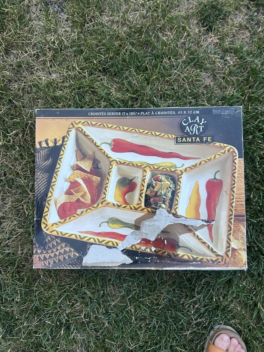 Clay Art Santa Fe 17" Crudités Server Tray Dish for Appetizers & Dips