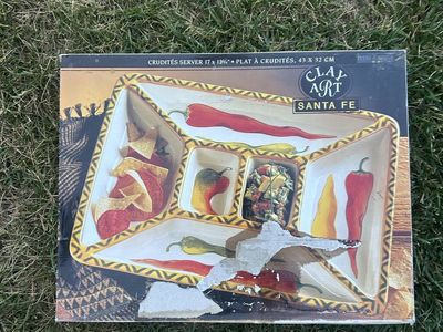 Clay Art Santa Fe 17" Crudités Server Tray Dish for Appetizers & Dips