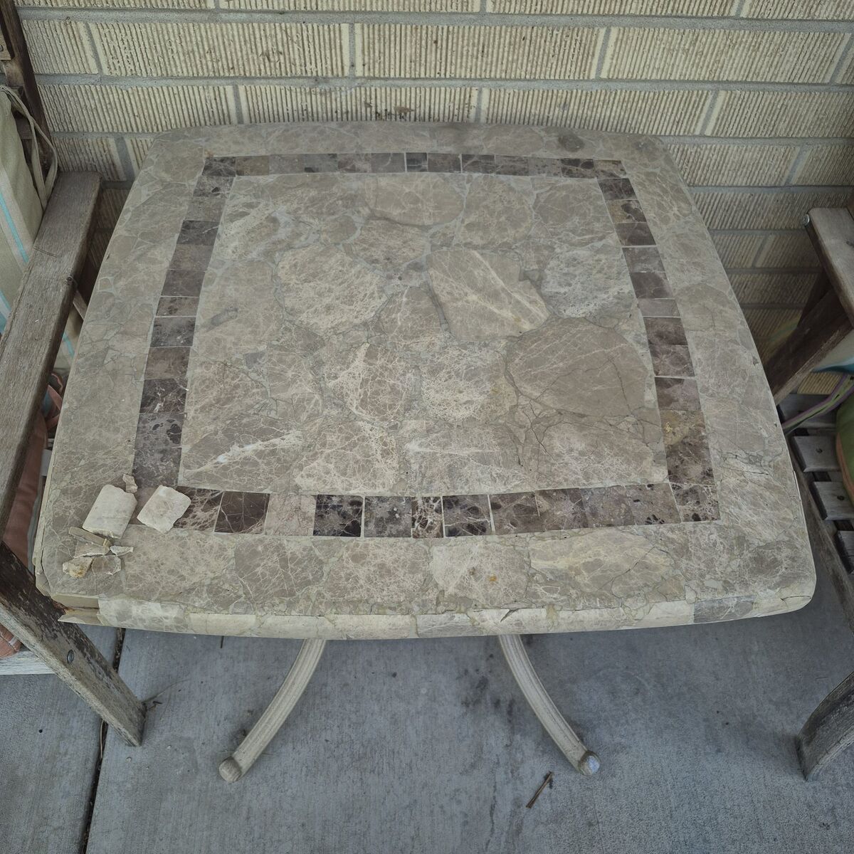 marble patio table metal stone outdoor