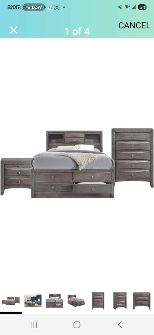Madison Gray Full platform bedroom set $850