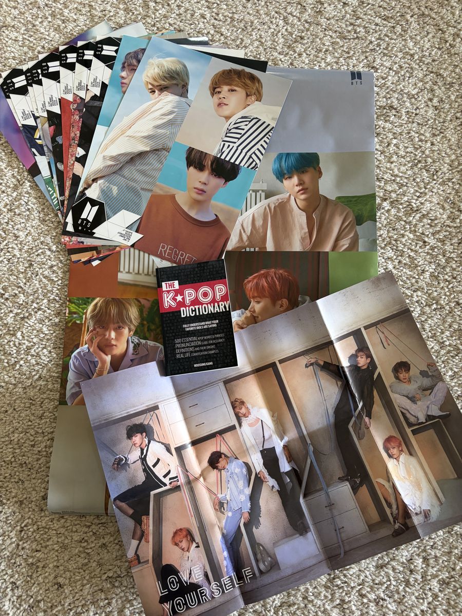 Collection of BTS Posters and K-pop Merchandise