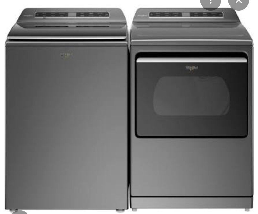 Whirlpool Top Load Washer and Electric Dryer Set - Chrome Shadow