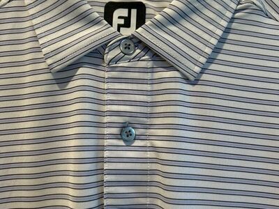 FJ FootJoy Golf Polo Mens Medium White Black Blue
